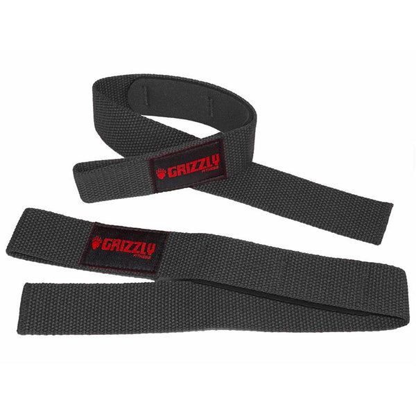 Grizzly Fitness Cotton Premium Lifting Straps Neoprene Padded (#8611) - Black