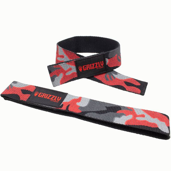 Grizzly Fitness Lifting Wrist Straps - Red/Black/Grey Camo