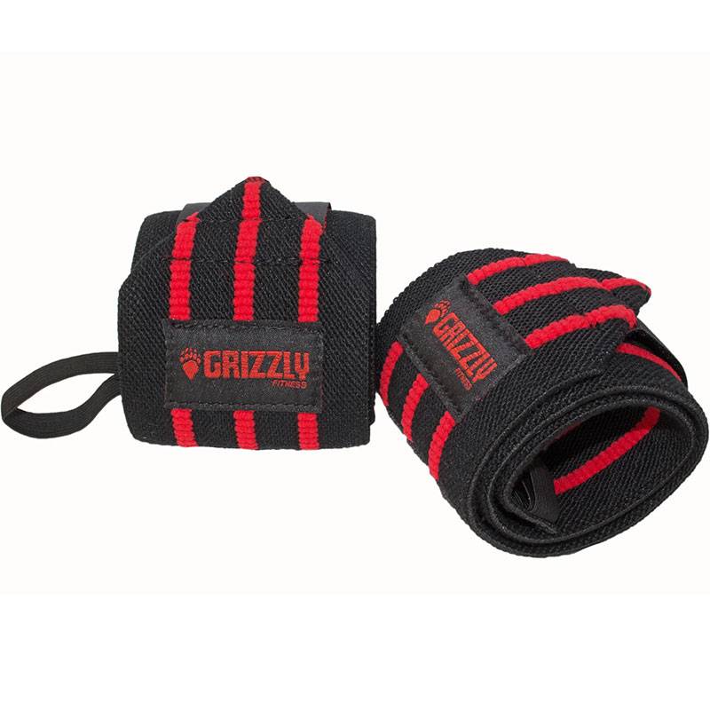 Grizzly Fitness Pro 3" Heavy Duty Red Line Weight Lifting Wrist Wraps, Extra Long (#8663L-04)